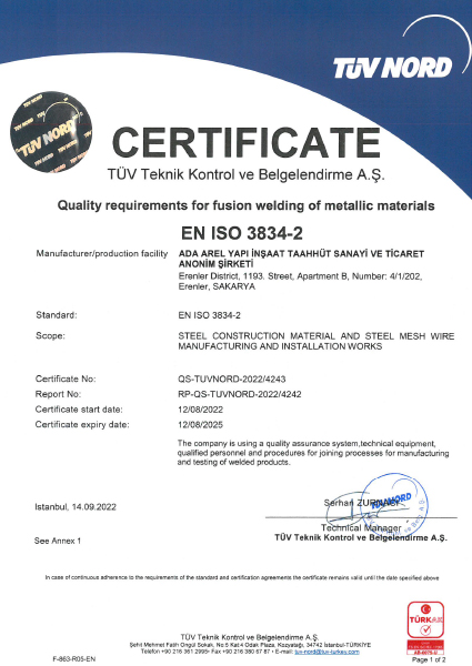 ISO 3834 Certificate